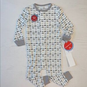 Magnetic Me Elephant Print One Piece - Gray and White 9-12 months